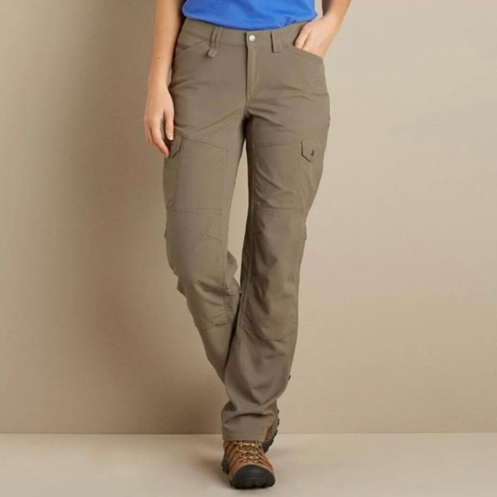 Duluth Trading Co Women's 10x31 Flextra Tough Relaxed Leg Work Pants Tan Brown